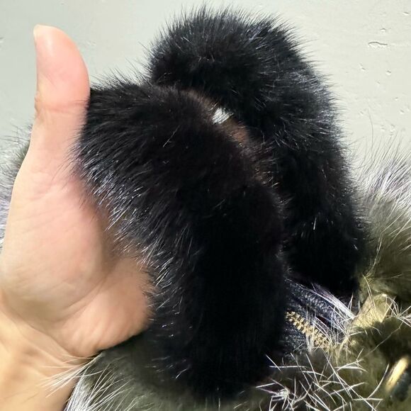 3 Tone Color Gradient Stunning Dyed Real Fox Fur With Mink Fur Handle Satchel - Picture 13 of 16